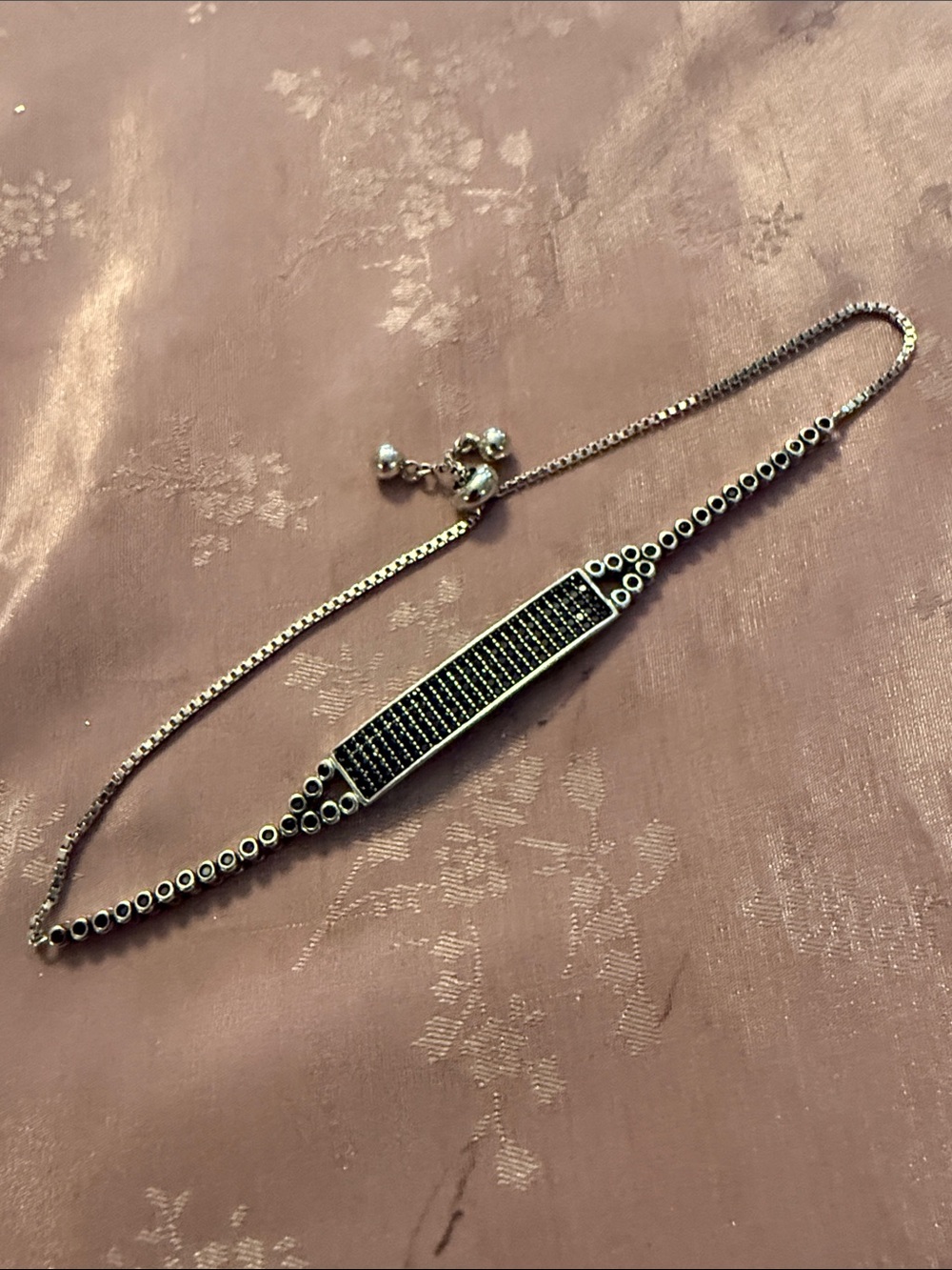 Sterling Silver Black Marcasite Bar Bracelet - Women Jewelry